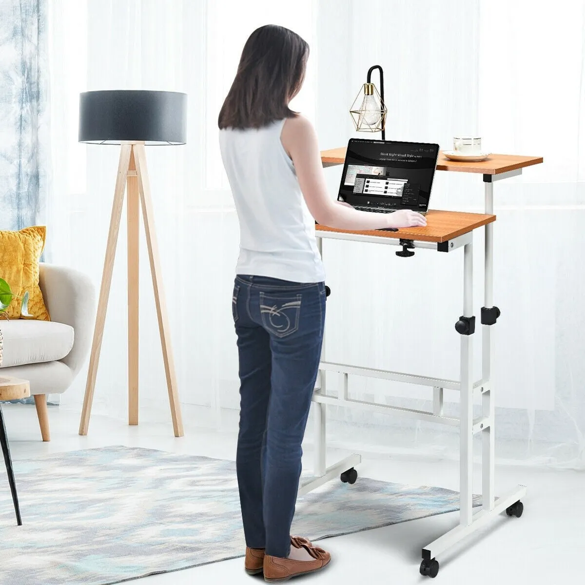 2 in 1 Height Adjustable Standing Computer Writing Desk
