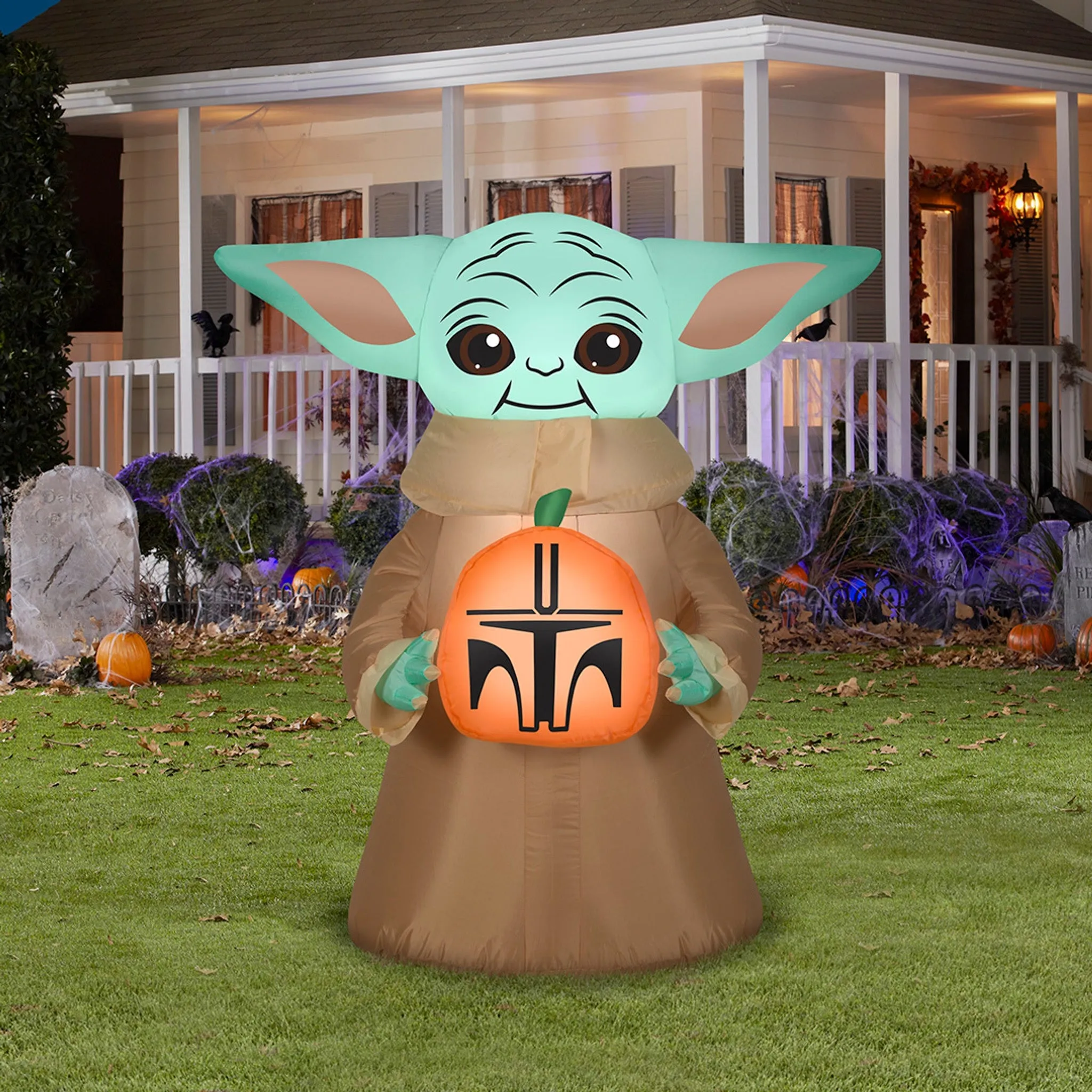 3.5' Airblown® Grogu™ with Pumpkin Sack Small Halloween Inflatable
