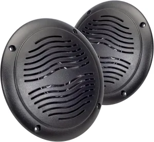 5-inch Water Resistant Outdoor Speakers, Dual Cone, 25W Peak Power, Marine and RV Compatible (Black)
