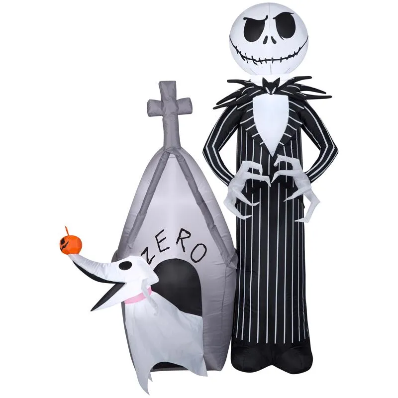 5' Inflatable Light-Up Jack Skellington & Zero