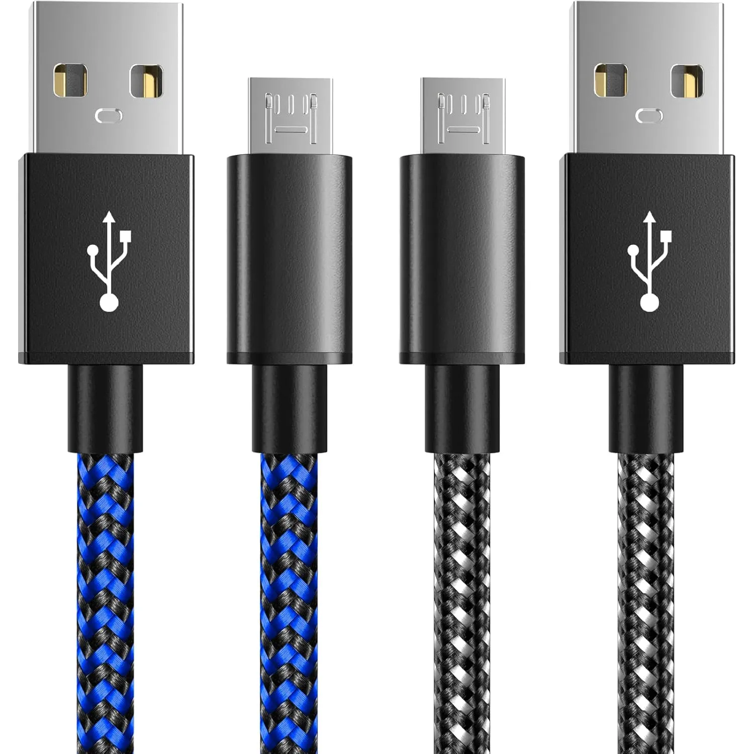 6amLifestyle PS4 Controller Charger Charging Cable, 2 Pack 10ft Extra Long Micro USB 2.0 Cable, Nylon Braided Cord, for PS4, PS4 Slim/Pro, Xbox One S/X Controller, Android Phones, Black Blue