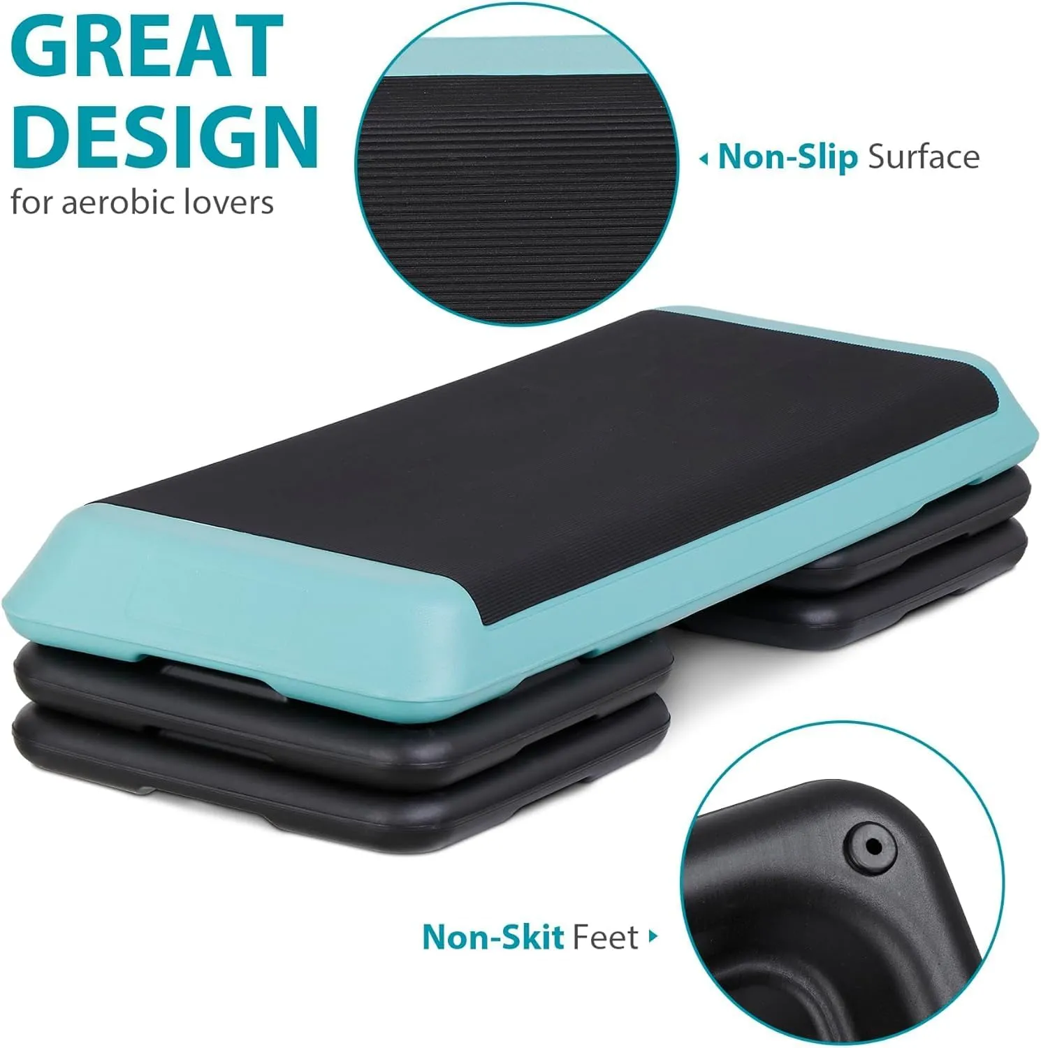 Adjustable Workout Aerobic Stepper, Exercise Step Platform Trainer with 4 Risers,Non-Slip Surface for Home Gym Workout Training