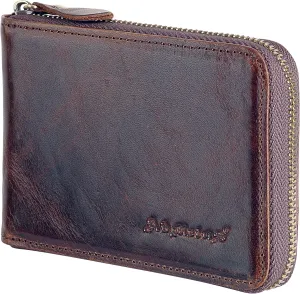Admetus Men's Zipper Wallet Leather Bifold Wallets Slim RFID Blocking Zip Around Credit Card Holder Compact Small Wallet