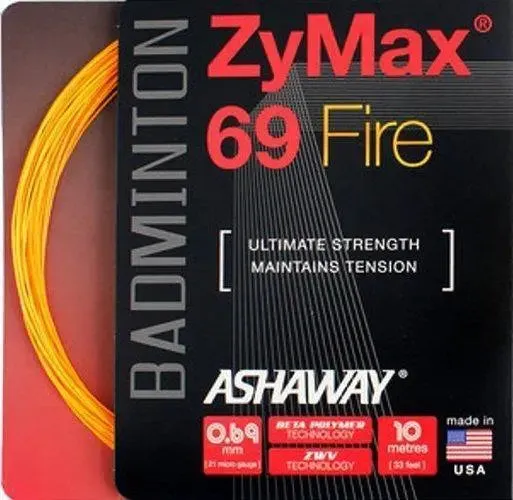 Ashaway ZyMax 69 Fire Orange Badminton String Set 10m