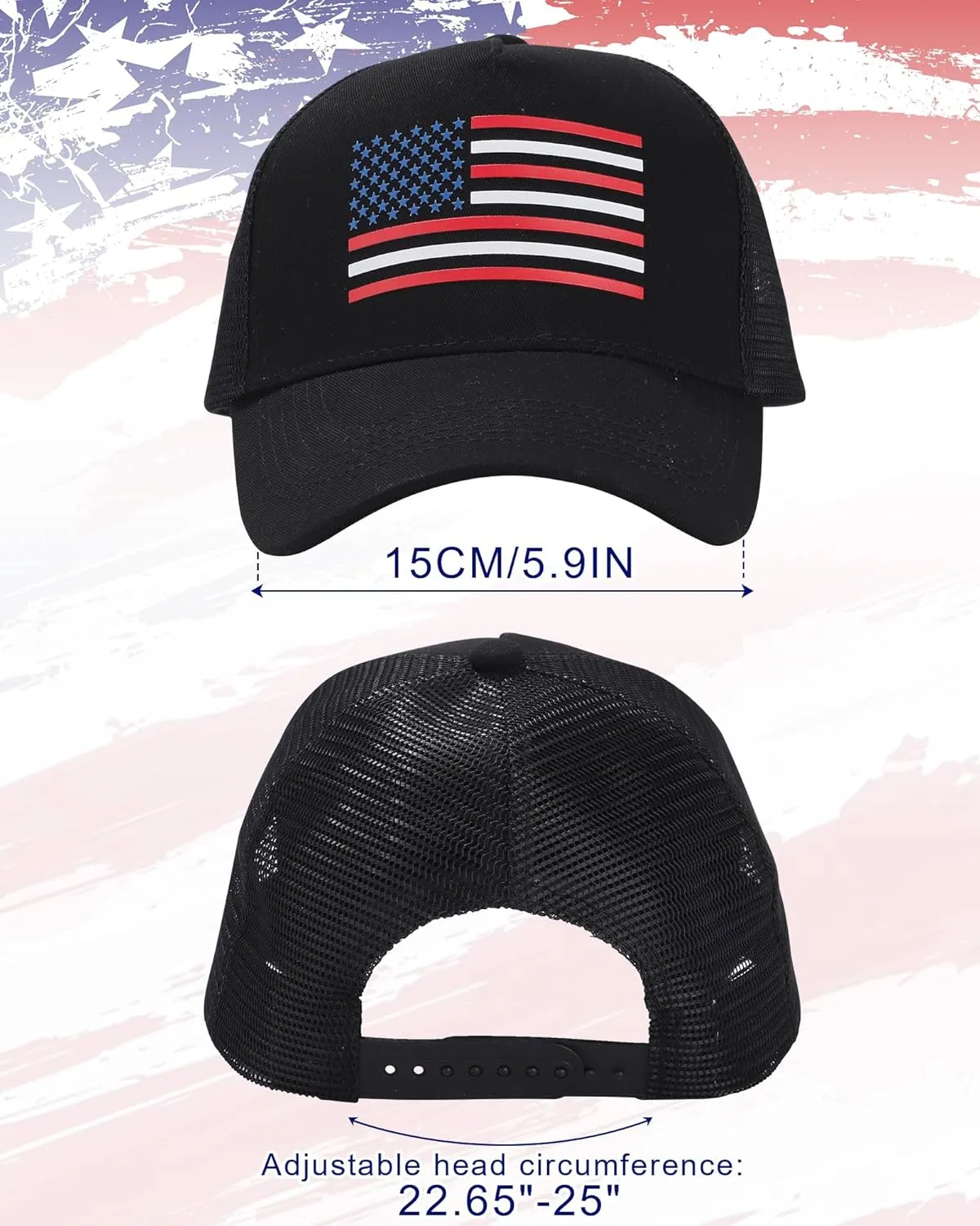 AWAYTR American Flag Trucker Hat for Men Women Adjustable Snapback Mesh Baseball Cap Patriotic USA Design for 4th of July
