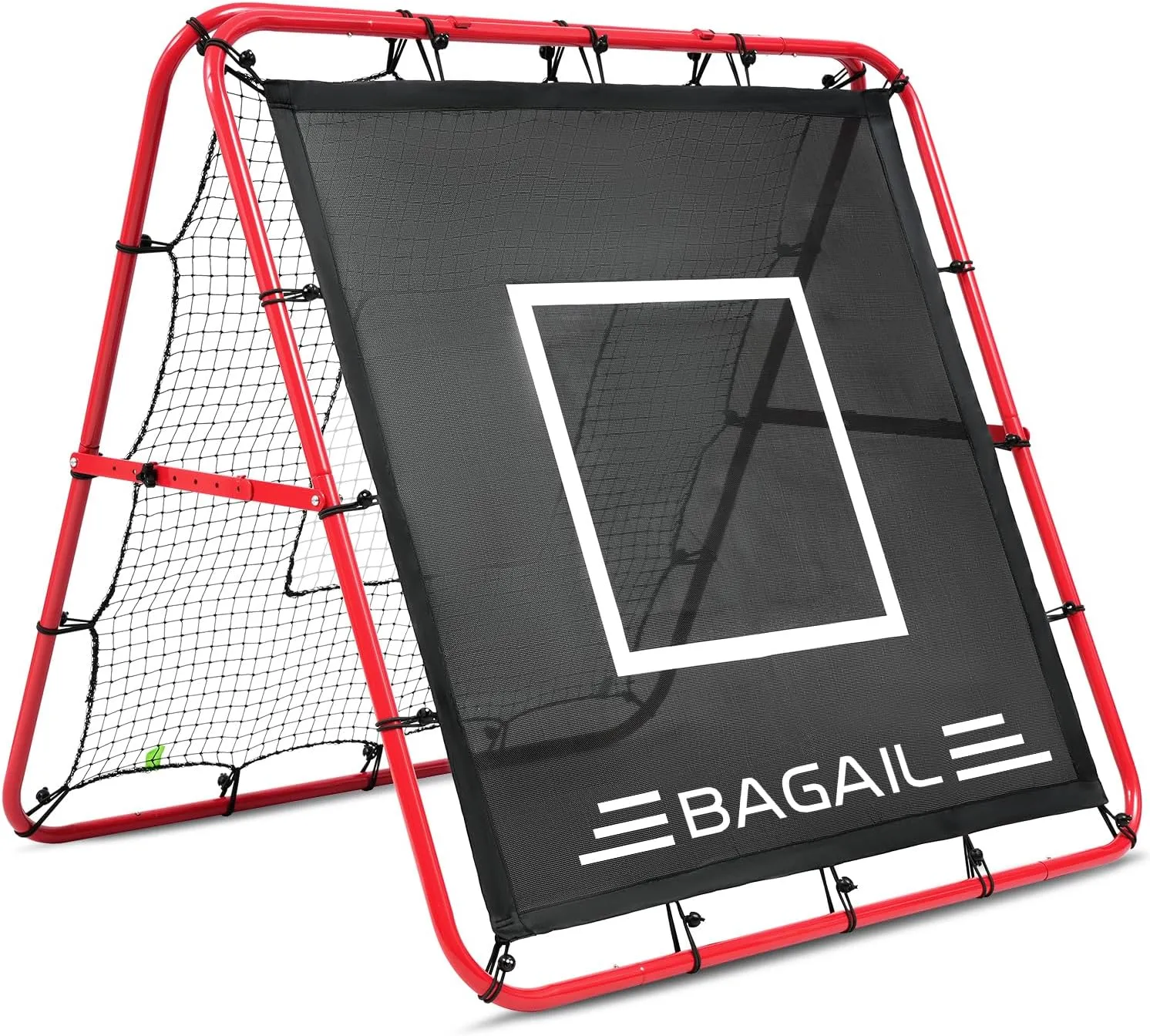 BAGAIL Double Sided Rebounder Net - 4 x 4 Ft Soccer, Baseball & Softball Pitch-Back Rebound Net - Ground, Line Drive & Fly Ball Return Settings - Fielding Trainer with Target for Skills Training
