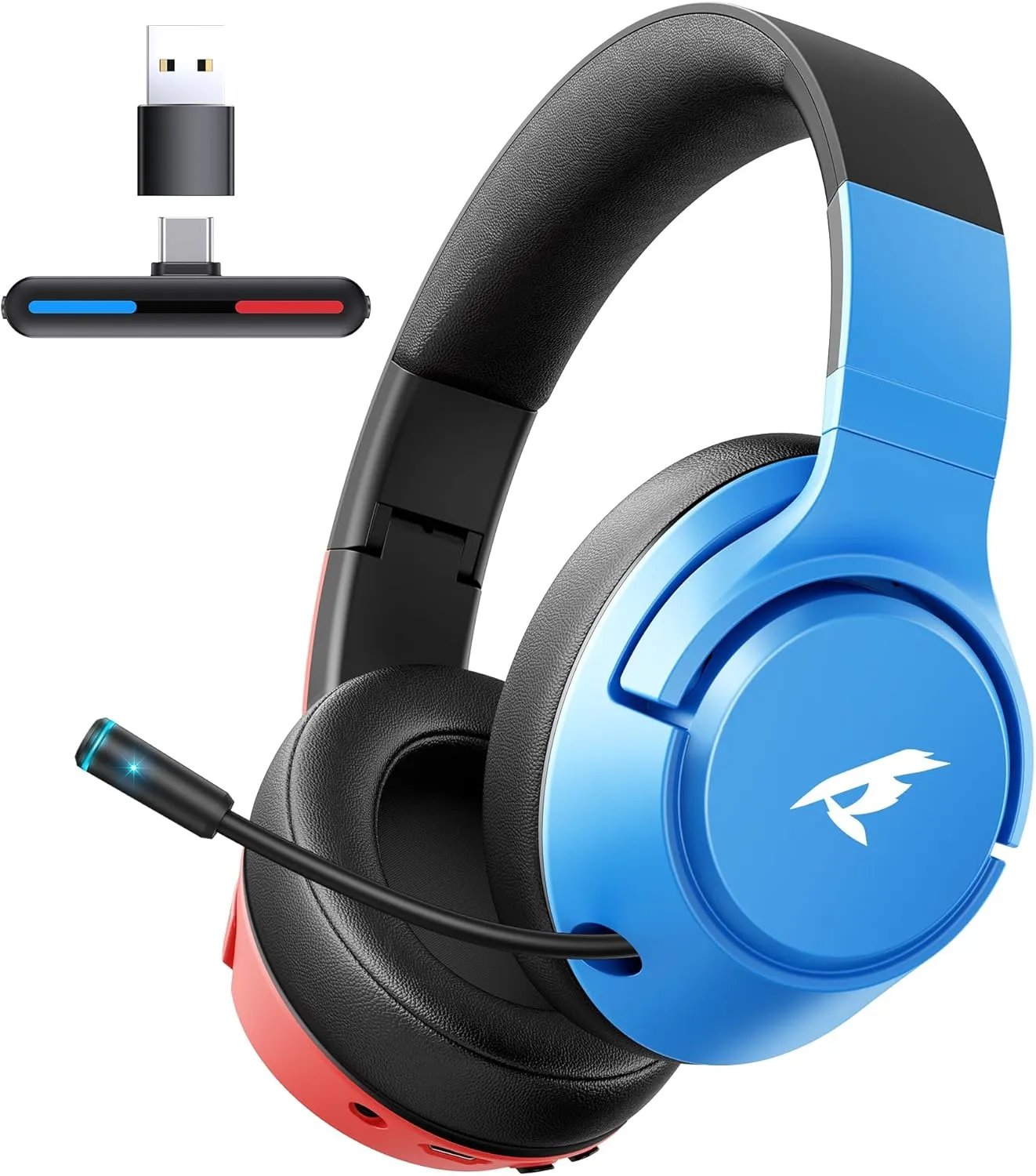 CG-01 2.4Ghz Wireless Gaming Headset for Nintendo SwitchOLEDLite, Bluetooth 5.4 Gaming Headphones with Noise Cancelling Microphone, 40Hr Battery, USB & Type-C Connector for PS5, PS4, PC, Laptop, Mac