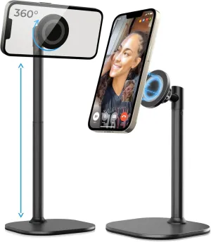 Cooper MagStand - Adjustable Magnetic iPhone Stand for Desk & Phone Holder for Video Recording, Compatible with MagSafe, Stand for iPhone 16 Pro Max, 15/14/13/12, Small Mag Safe Tripod (Night Black)