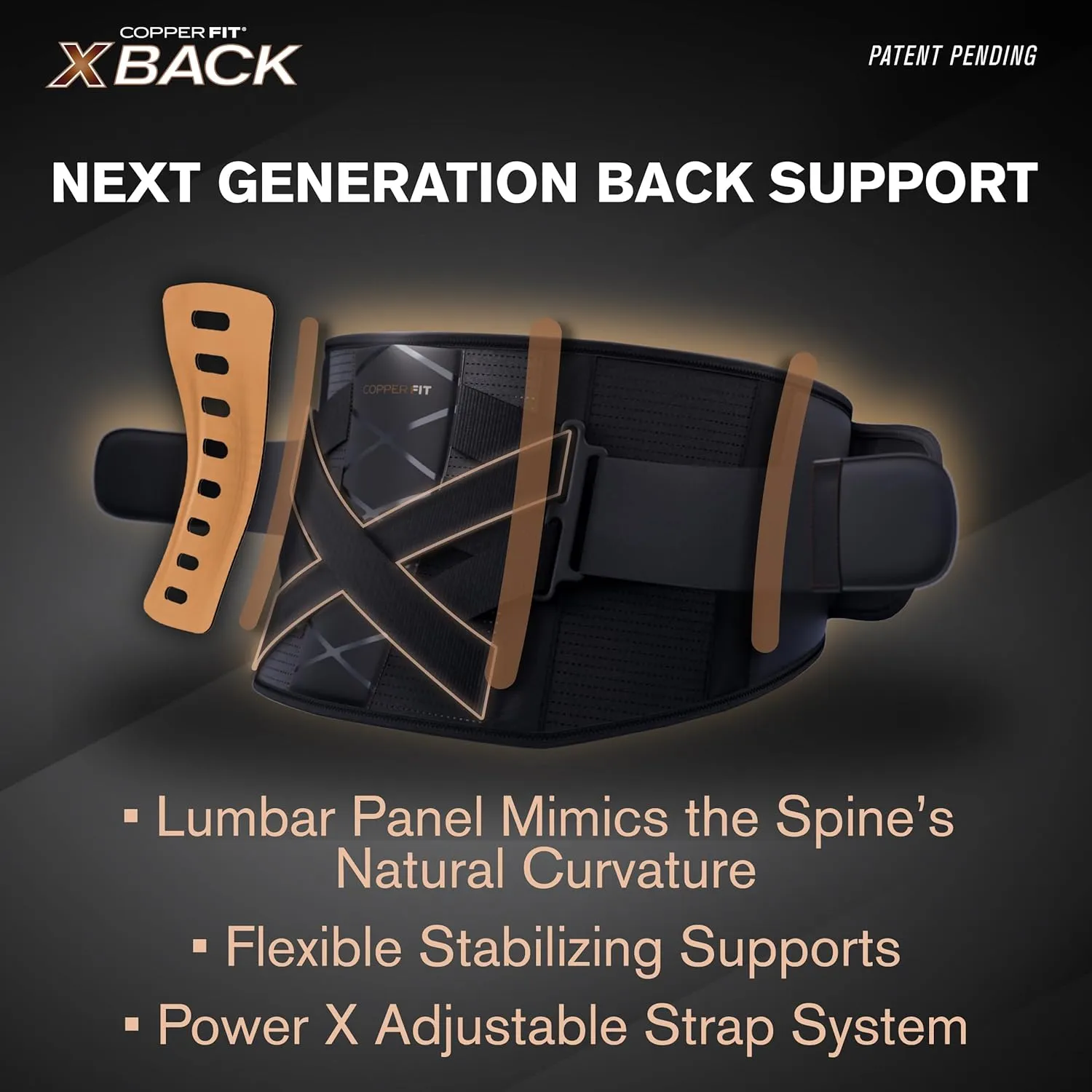 Copper Fit X-Back Brace for Lower Back Pain, Lumbar Support, Herniated Disc, Sciatica, Arthritis  Adjustable, Breathable Design - for Men and Women (2XL/3XL)