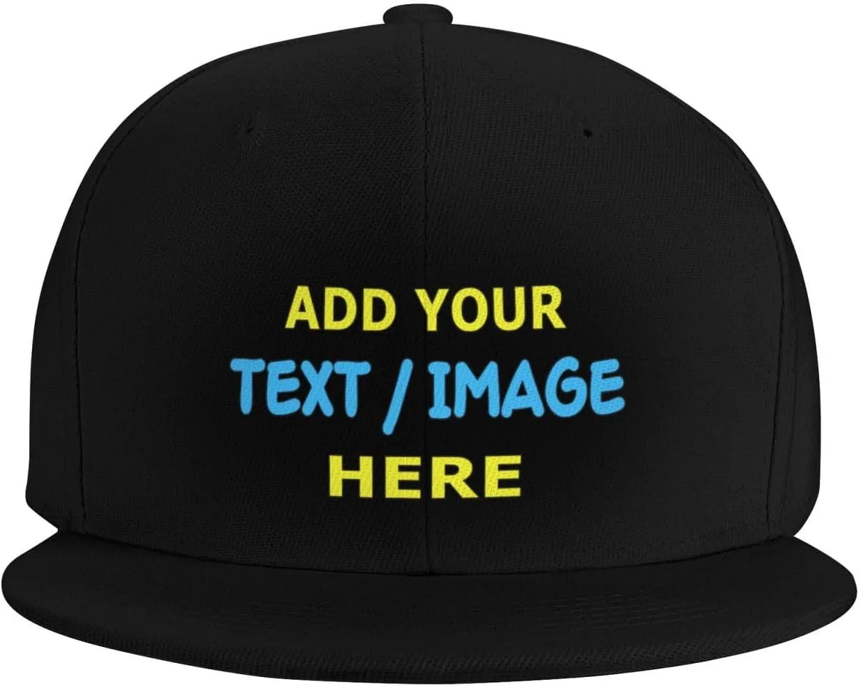 Custom Hat Personalized Flat Bill Snapback Hats for Men Women Design Your Own Image/Text/Logo Baseball Cap Gift