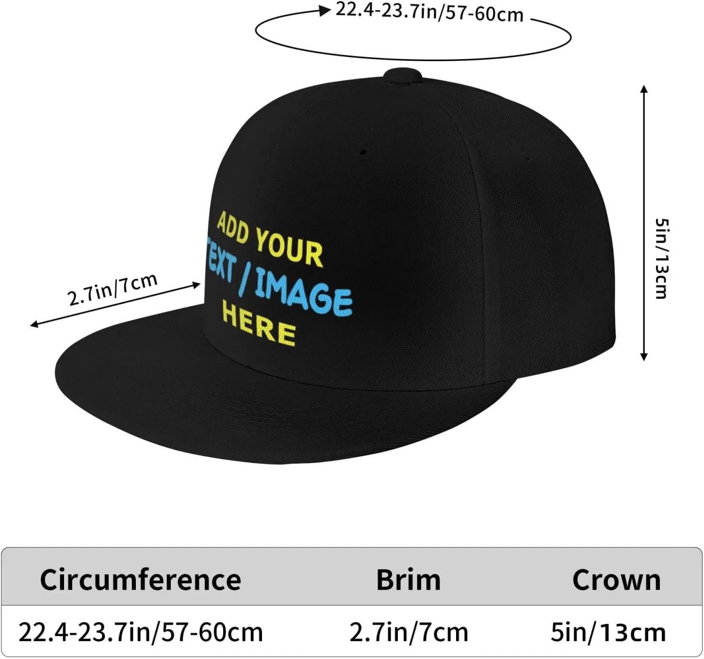 Custom Hat Personalized Flat Bill Snapback Hats for Men Women Design Your Own Image/Text/Logo Baseball Cap Gift