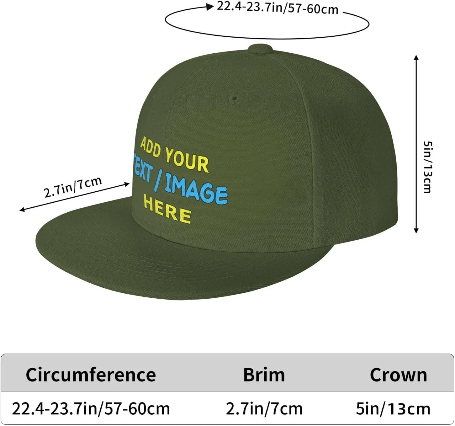 Custom Hat Personalized Flat Bill Snapback Hats for Men Women Design Your Own Image/Text/Logo Baseball Cap Gift