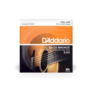 D'Addario EJ10 10-47 Extra Light Set Bronze Acoustic Guitar Strings