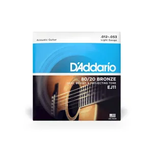 D'Addario EJ11 12-53 Regular Light Set Bronze Acoustic Guitar Strings