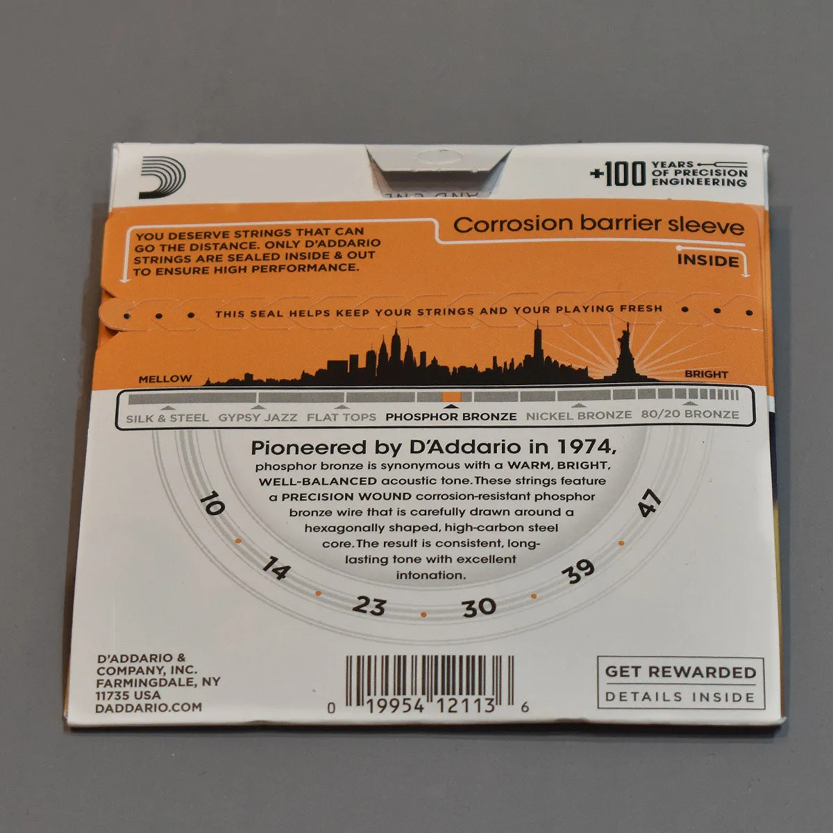 D'Addario EJ15 10-47 Extra Light Phosphor Bronze Acoustic Guitar Strings