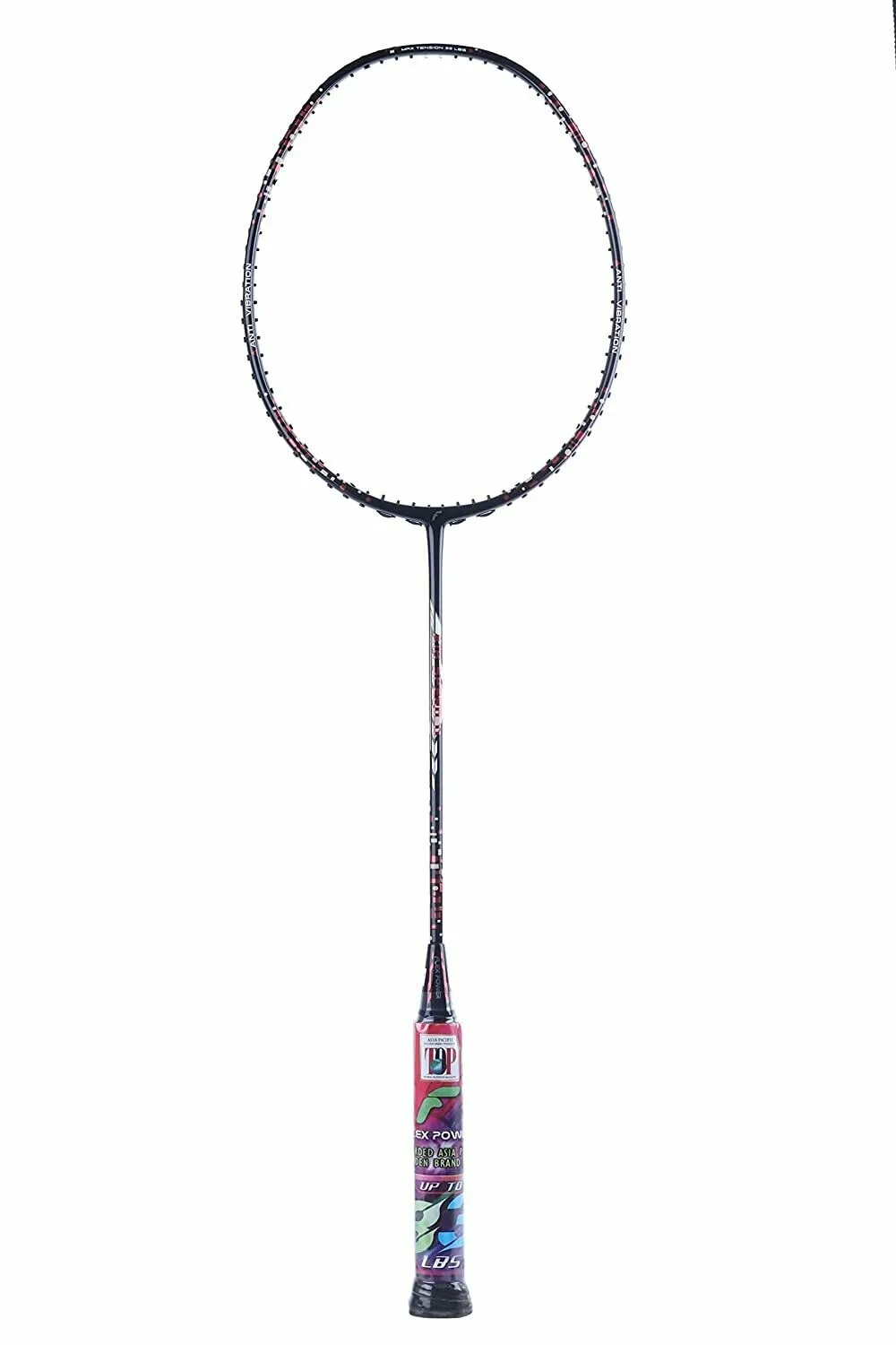 Flex Power Air Speed 11 (Mega Tension - 33LBS)Full Graphite Badminton Racquet with Full Racket Cover Black/Red