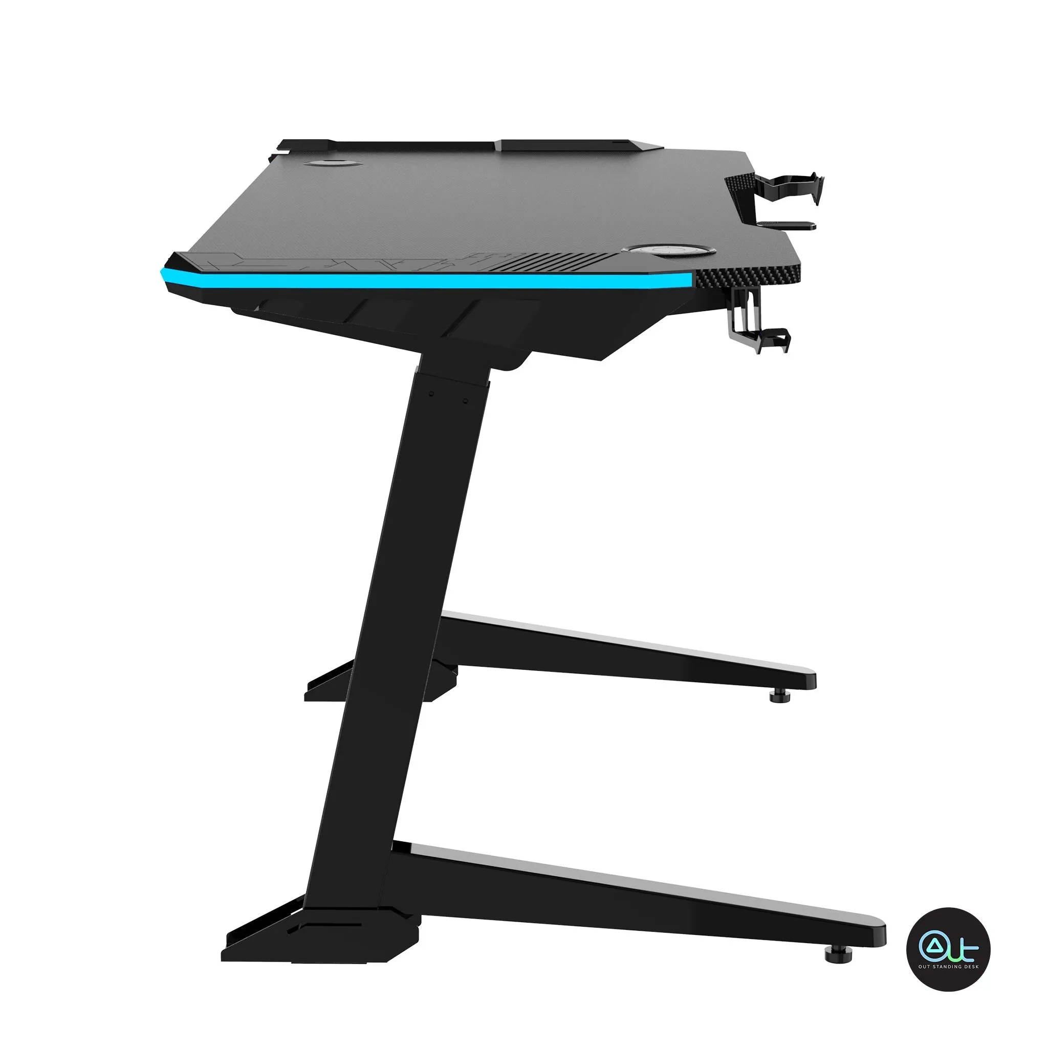 GAME-XL Gaming Standing Desk / 6 RGB LED Lighting / Carbon Filer Texture Surface / Build-in Advanced Control Panel