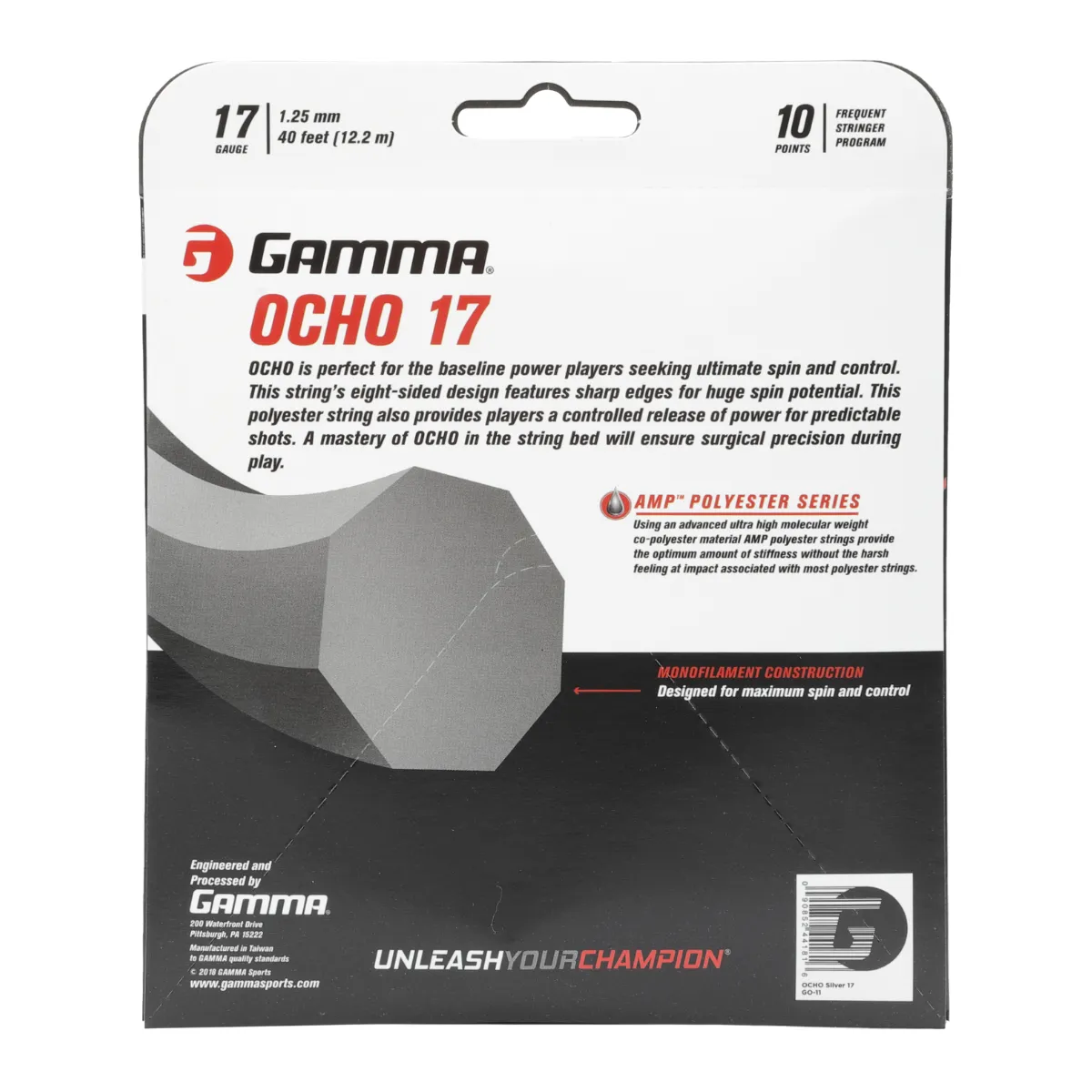 Gamma Ocho 17 Tennis String Silver