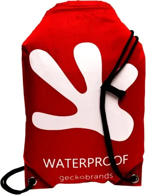 geckobrands 10L Drawstring Travel Backpack  Waterproof, Lightweight Dry Bag for Beach, Hiking, and Light Water Activities