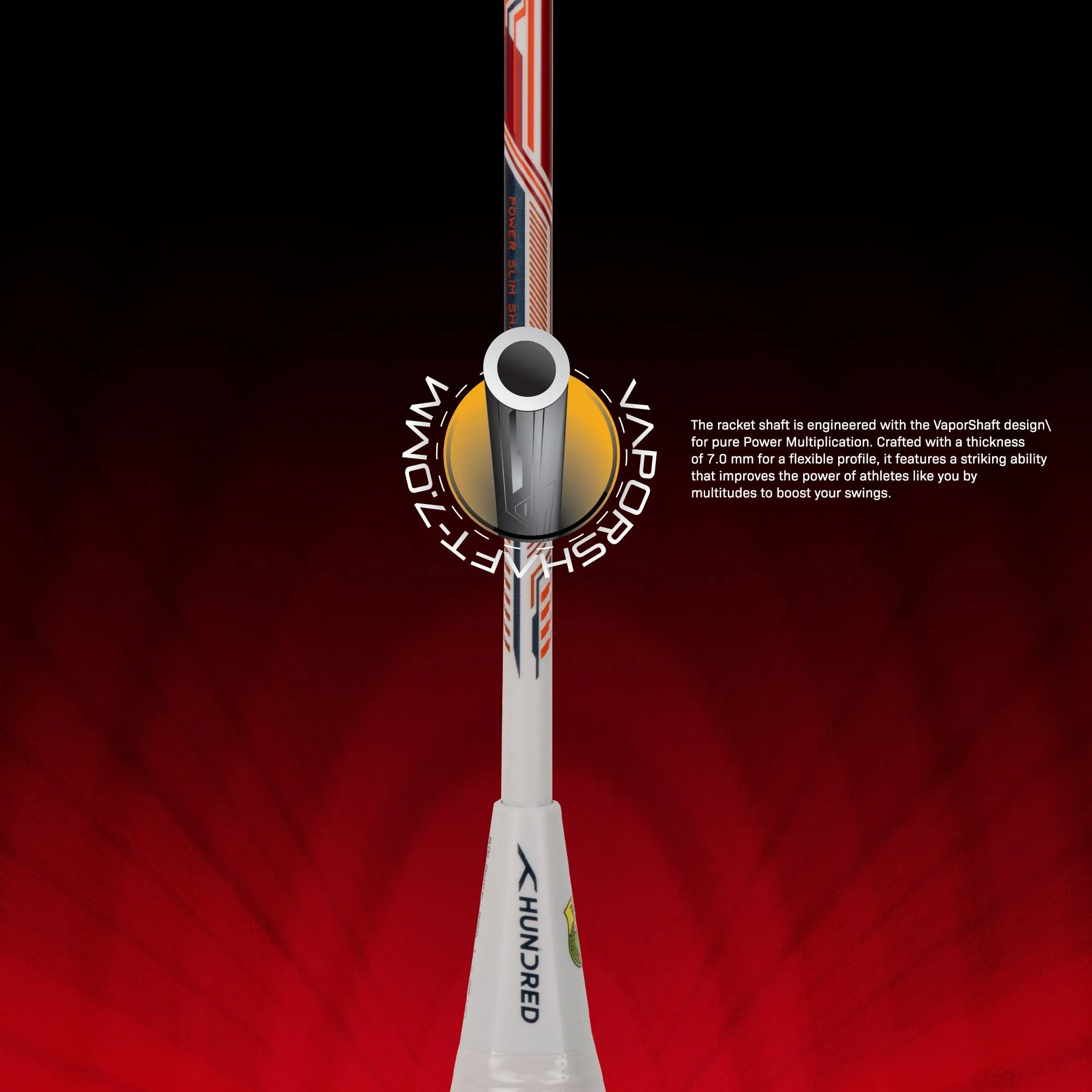 Hundred VIPER 9000 High Speed Striker Unstrung Badminton Racquet (White)