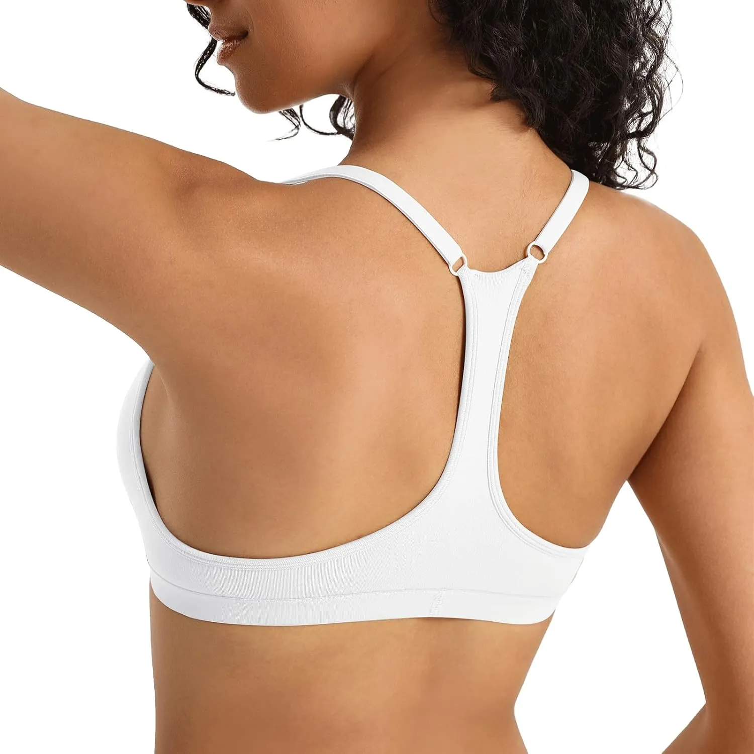 INIBUD Sports Bras for Women Racerback Triangle Padded Bralette Y Back Seamless Bra No Underwire V Neck Wireless
