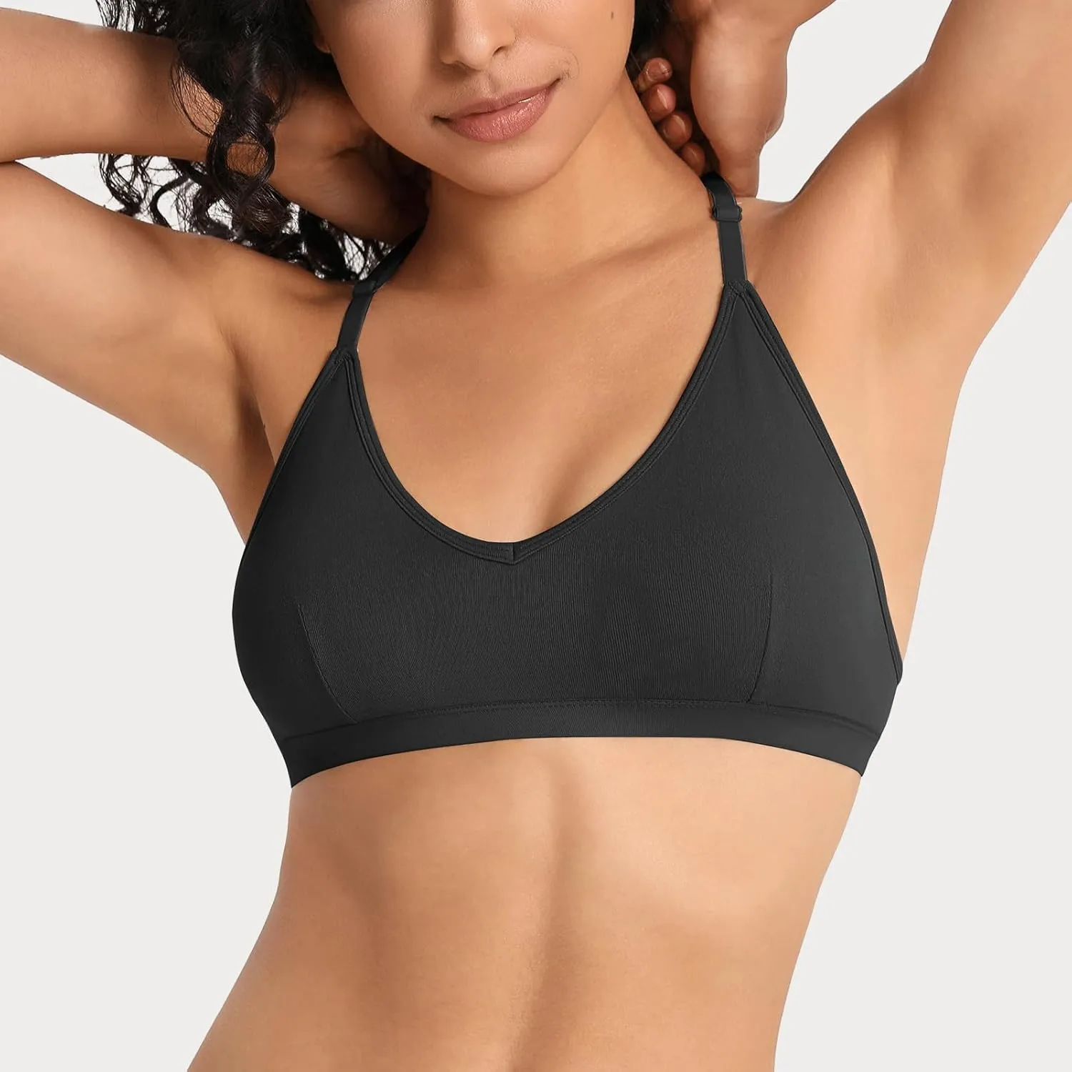 INIBUD Sports Bras for Women Racerback Triangle Padded Bralette Y Back Seamless Bra No Underwire V Neck Wireless