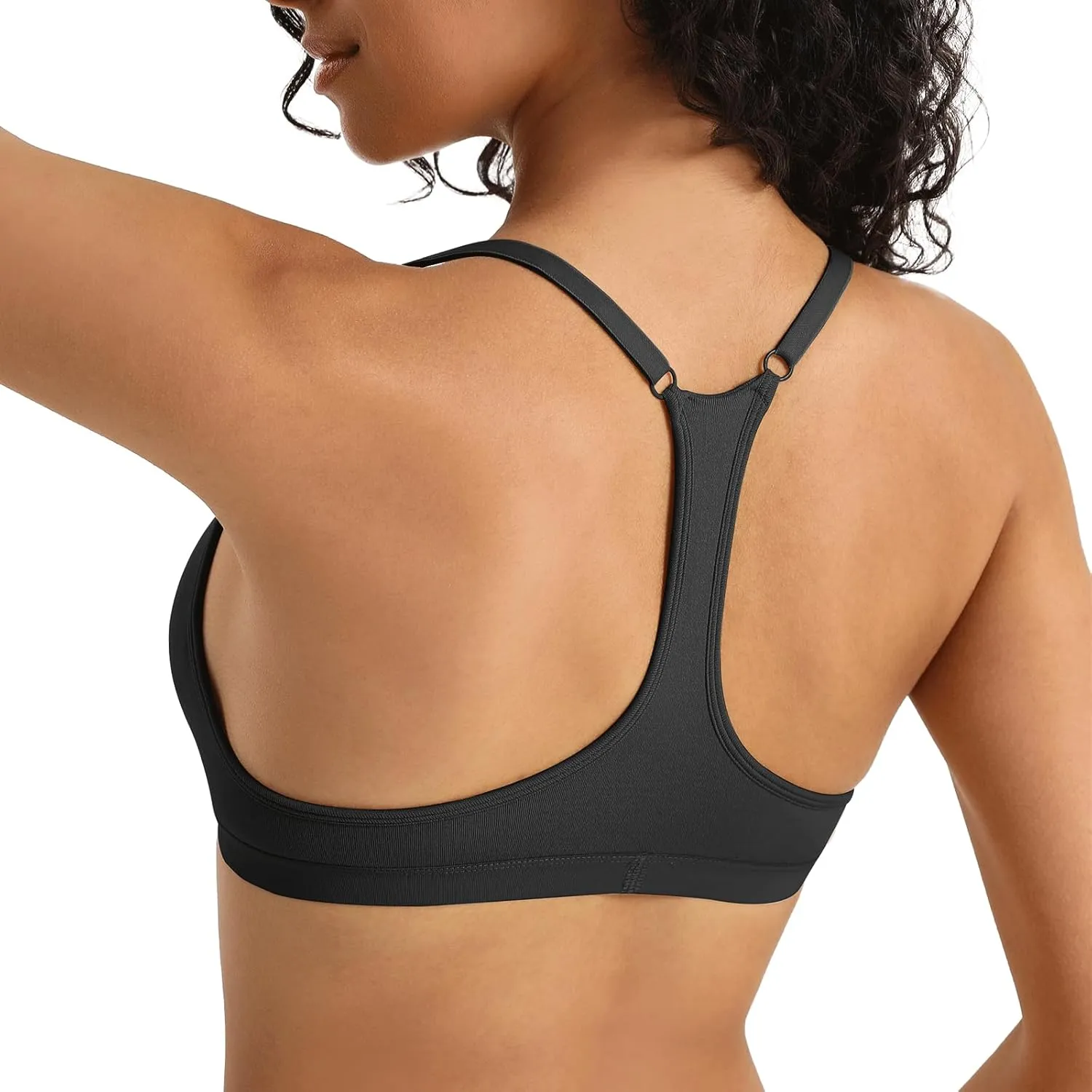 INIBUD Sports Bras for Women Racerback Triangle Padded Bralette Y Back Seamless Bra No Underwire V Neck Wireless