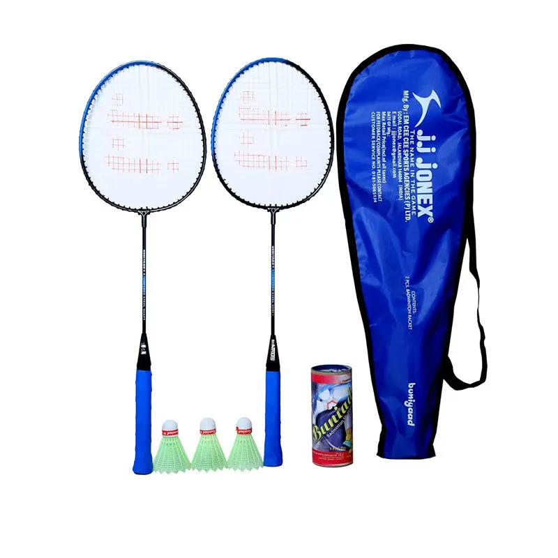 JJ Jonex Buniyad Badminton Set with 3 Piece Plastic Shuttlecock - Blue