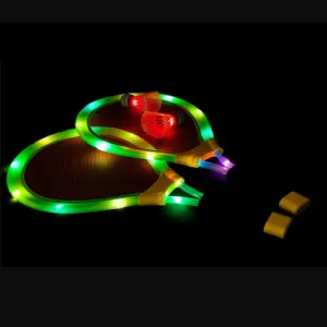 Kids Led Light Badminton Racket Set of 2 Glow in the Night Rackets & 2 Shuttlecock Pack Indoor and Outdoor Sports Games Activity Toy