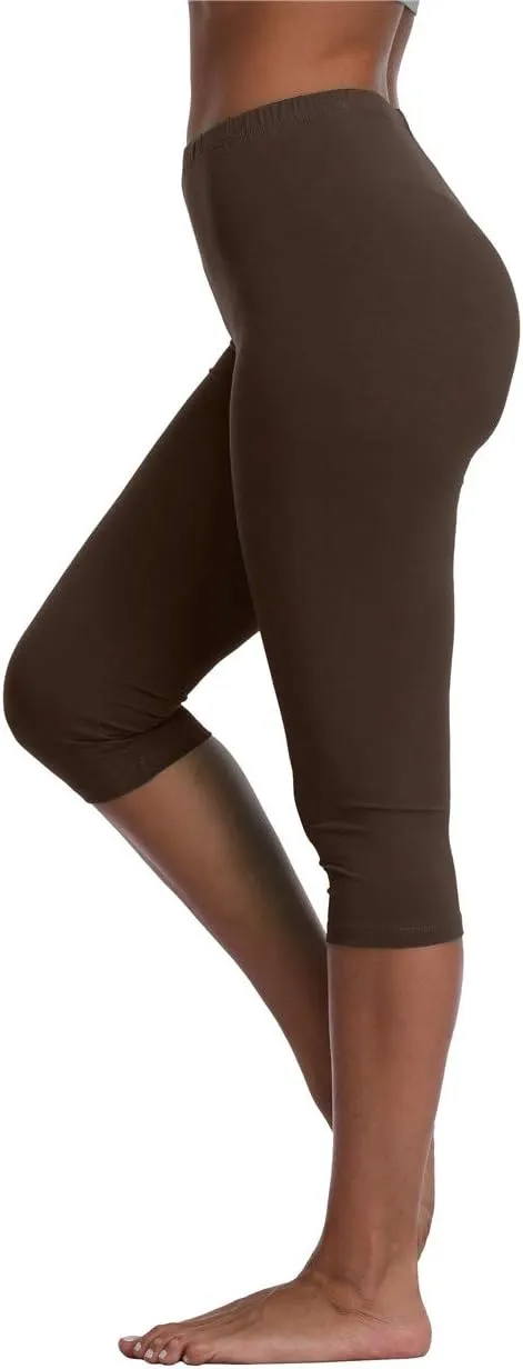 Kotii Women's Lightweight Soft Capri Leggings Crop Leggings 3/4 Stretch Yoga Pants