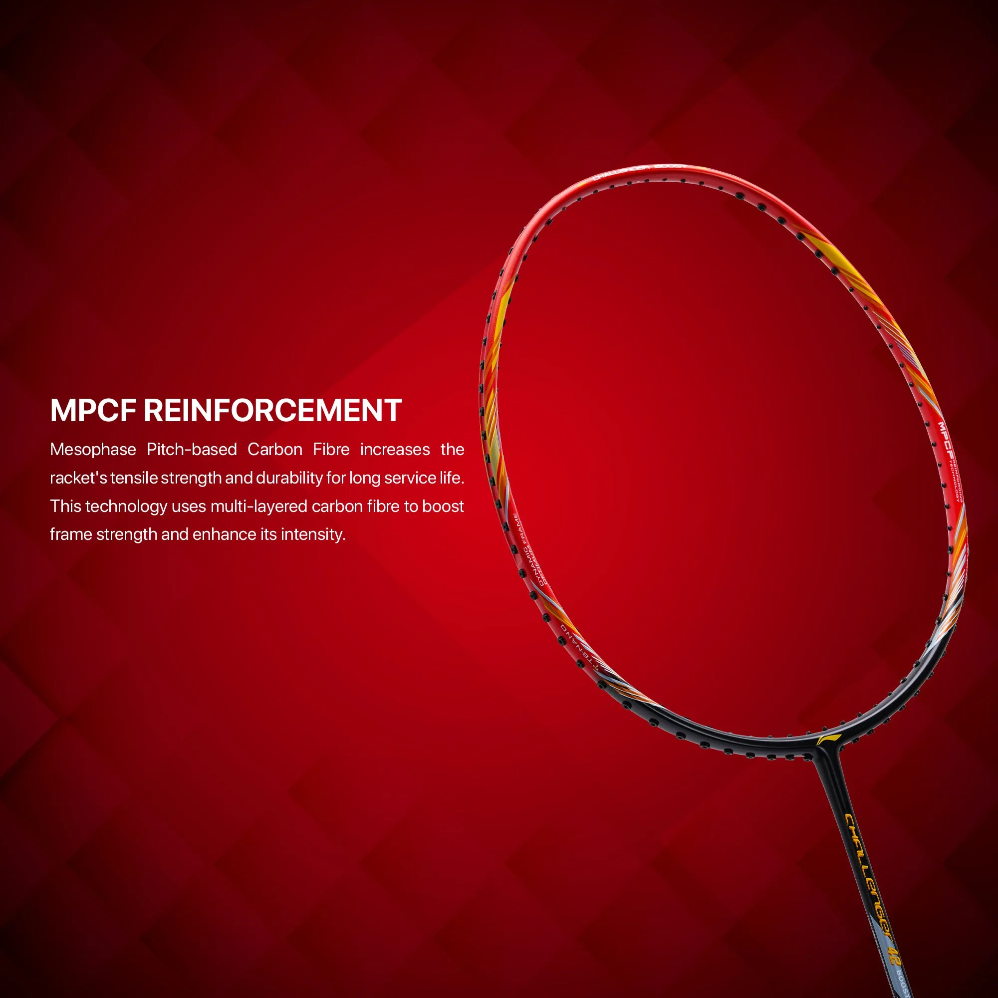 Li-Ning Challenger Boost Strung Badminton Racquet (Black / Red)