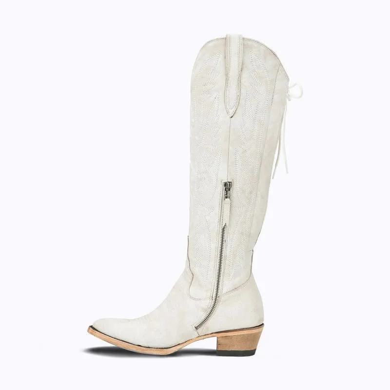 MissHeel Over the Knee Cowboy Boots for Women Adjustable Thigh High Cowgirl Boots