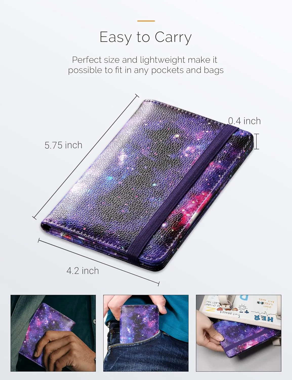 Mymazn RFID Passport Holder Women Passport and Vaccine Card Wallet Combo Passport Case with RFID Blocking Passport Cover with Clear Pocket Passport Wallet for Vaccination Card Holder (Starry)