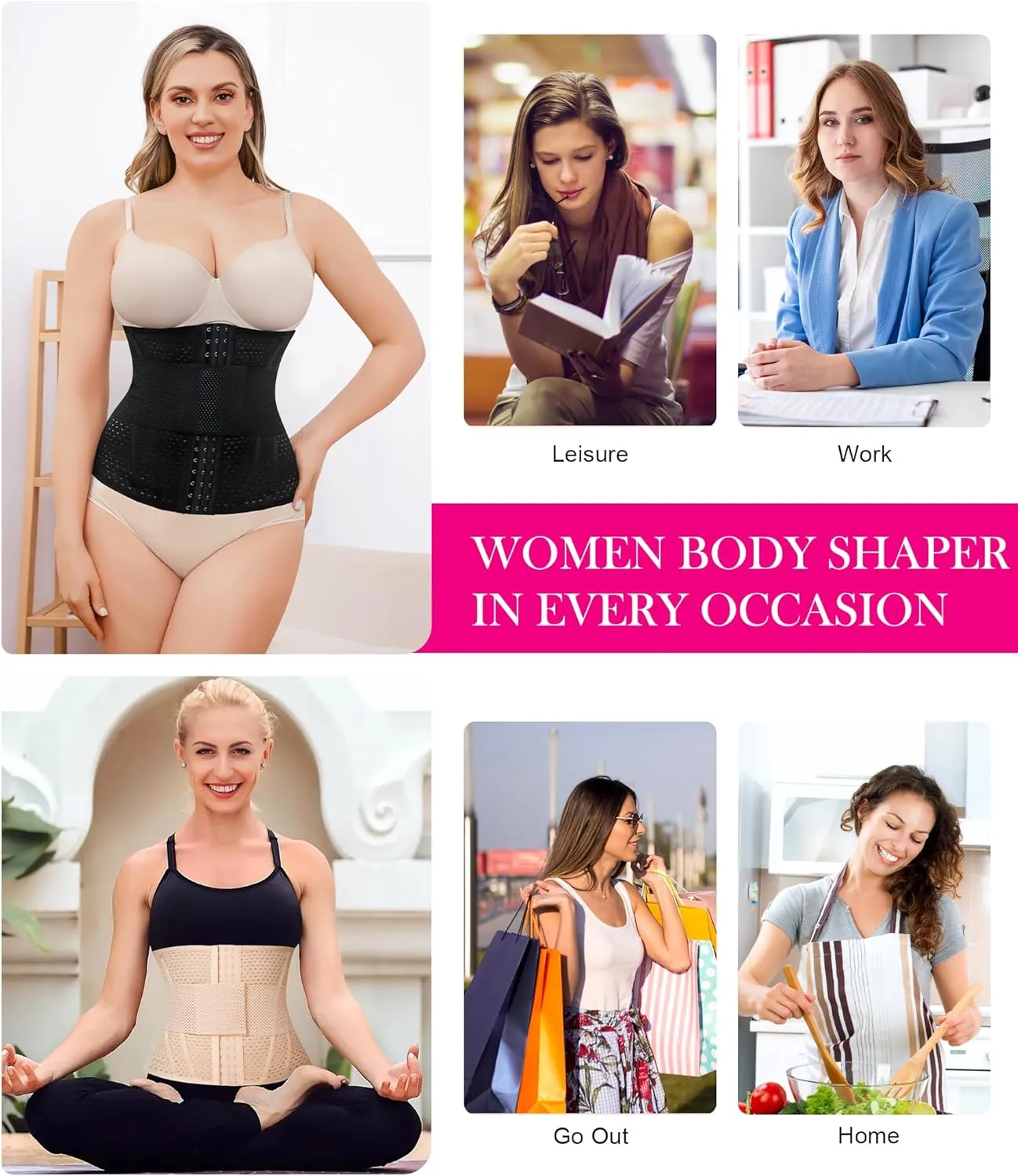 Nebility Waist trainer For Women Waist Cincher Corset Shapewear Tummy Control Body Shaper Workout Girdle