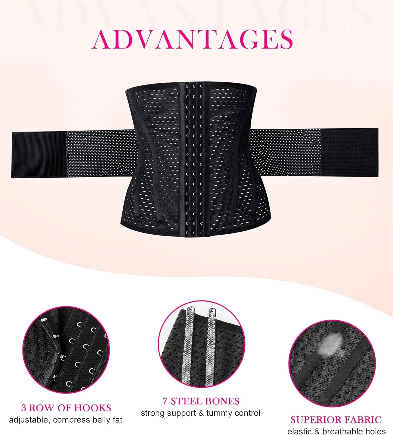 Nebility Waist trainer For Women Waist Cincher Corset Shapewear Tummy Control Body Shaper Workout Girdle