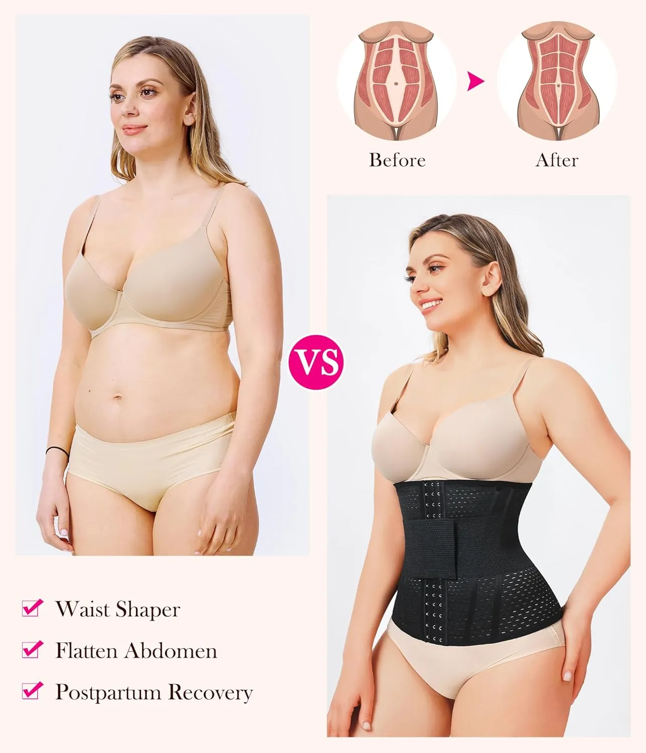 Nebility Waist trainer For Women Waist Cincher Corset Shapewear Tummy Control Body Shaper Workout Girdle
