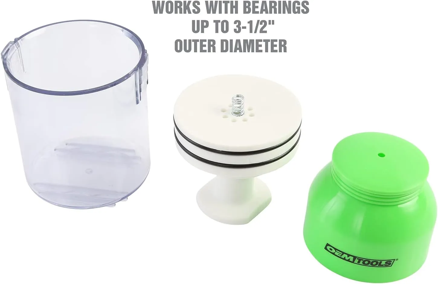 OEMTOOLS 26540 Bearing Packer, Wheel Bearing Grease Packer Without the Mess, Works with Bearings Up to 3-1/2 Inch Diameter, Transparent Grease Cup, Portable Shop Tool