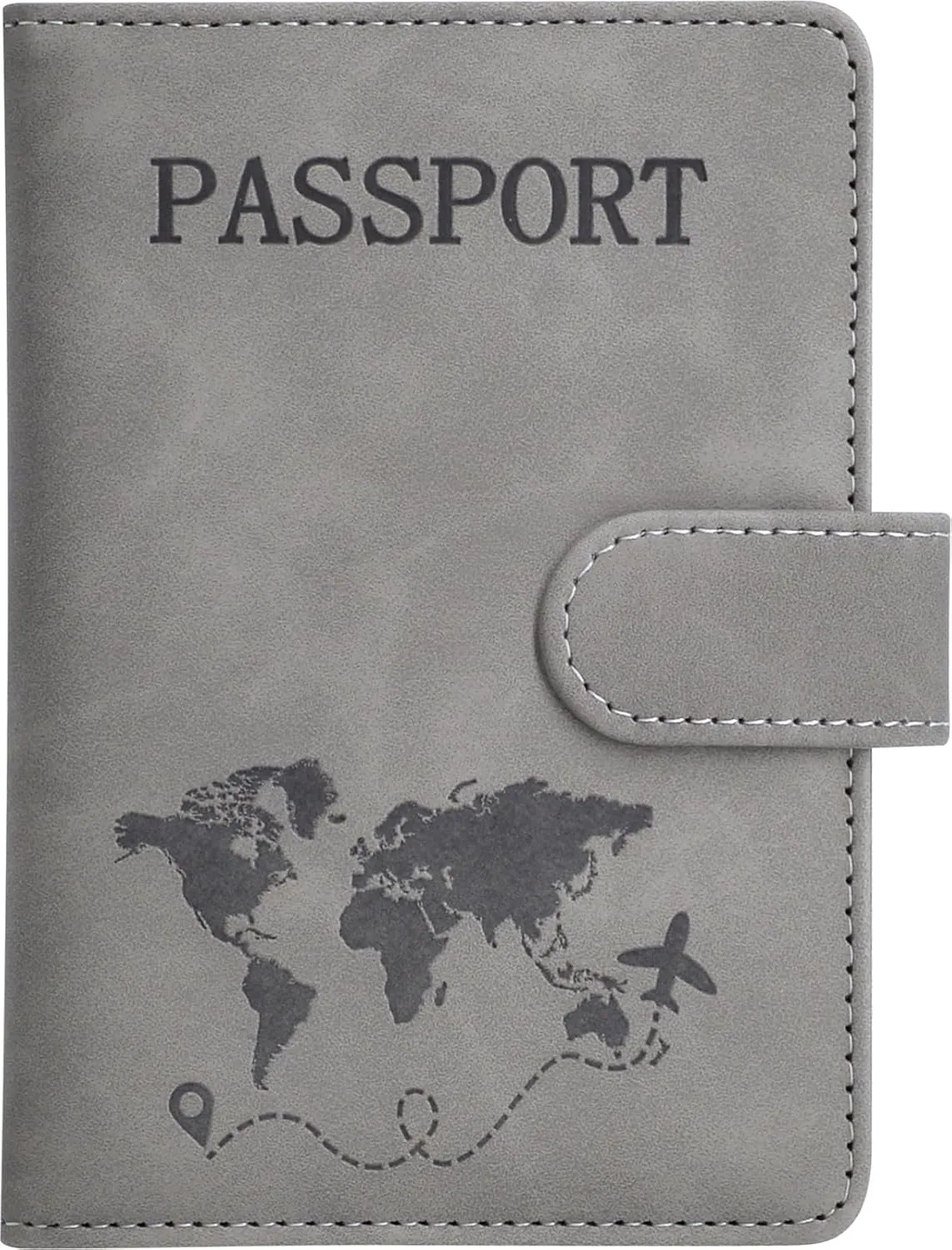 Passport Holder, Passport Cover with Credit Card Slot and Boarding Pass Slot Combo, Passport Wallet Case Book Travel Must Have, RFID Blocking Leather Travel Accessories, Grey