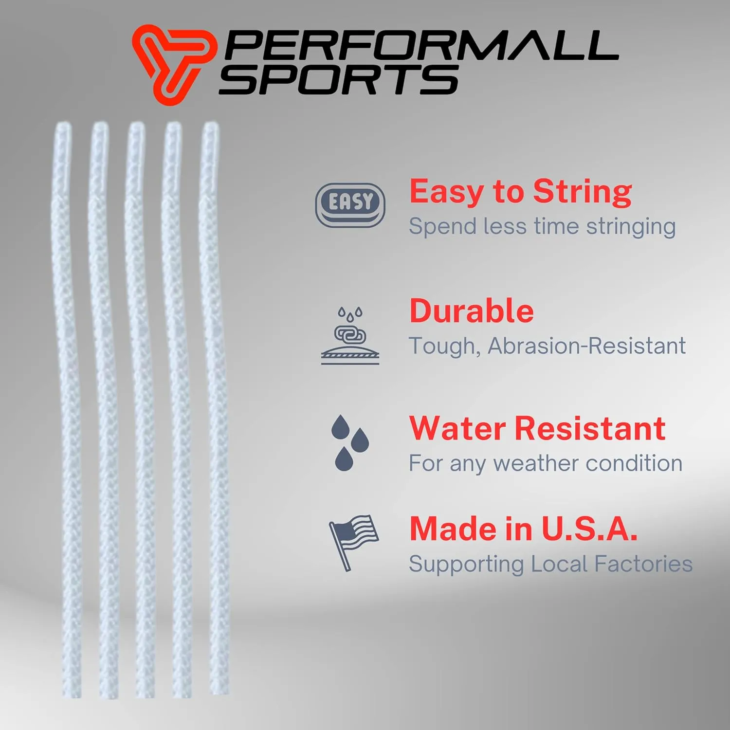 Performall Dyna Lacrosse Mesh Full Stringing Kit: 5 Sidewalls, 3 Shooting Strings & 2 Shooting Cords