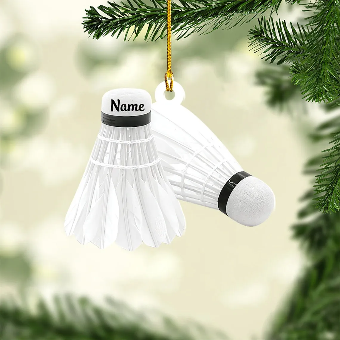 Personalized Badminton Christmas Light Ornament, Badminton Hanging Ornament Gift, Badminton Hanging, Badminton Ornament Gift