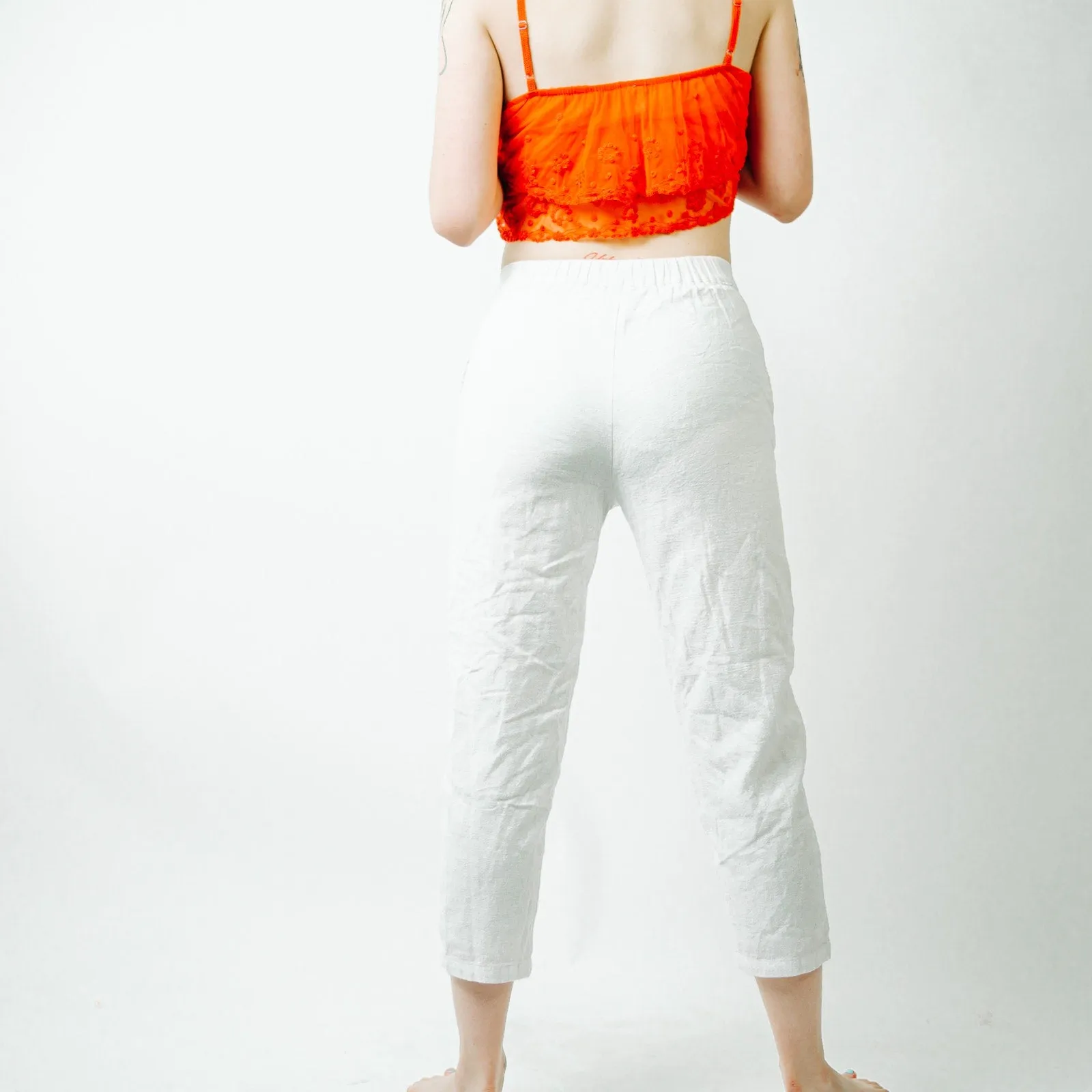 Princess Polly White Linen Cropped Pants - 2