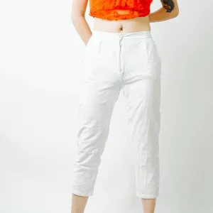 Princess Polly White Linen Cropped Pants - 2