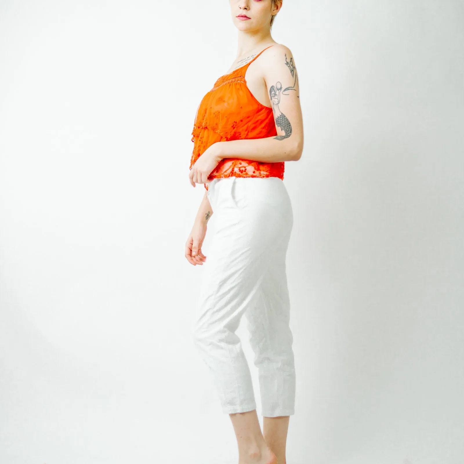 Princess Polly White Linen Cropped Pants - 2