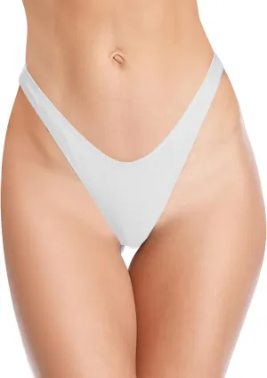SHEKINI Women's Thong Bikini Bottom High Cut V Cheeky Brazilian Swimsuit Bottom