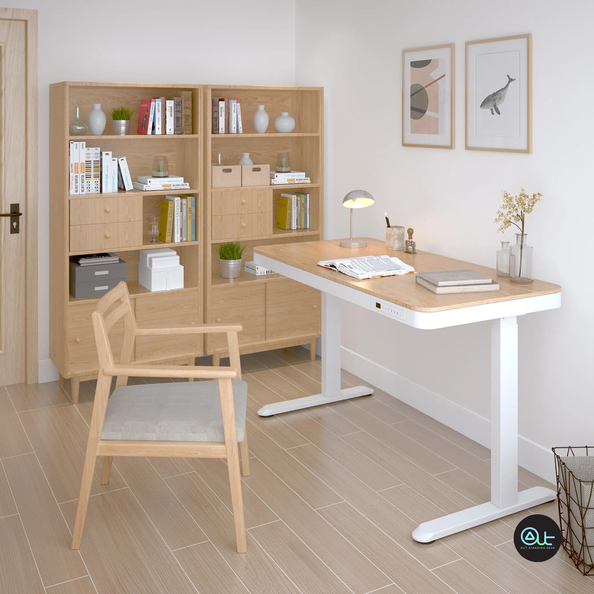 SMART-W Standing Desk / Storage Drawer / USB Charger Ports / All-In-One Preassembled Design