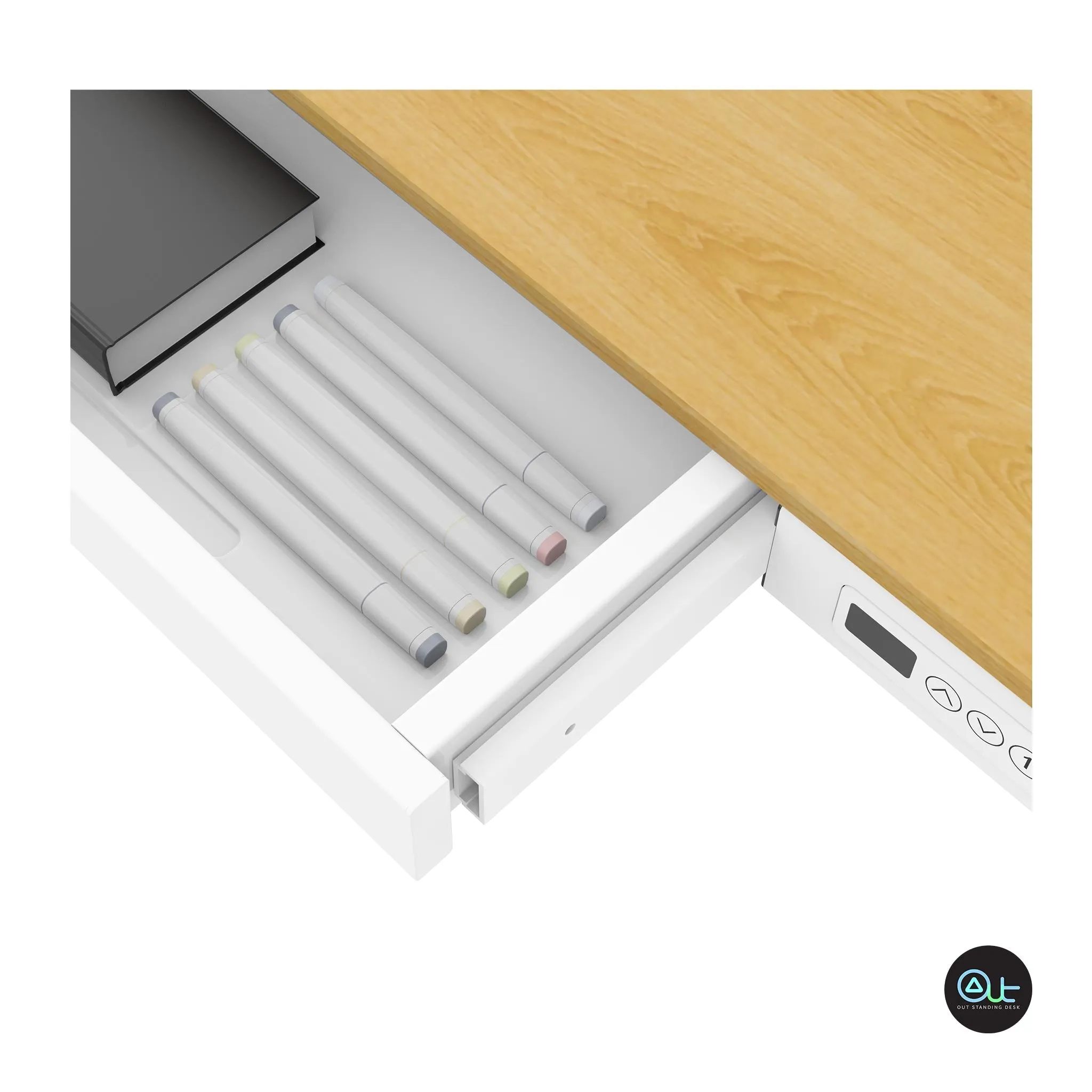 SMART-W Standing Desk / Storage Drawer / USB Charger Ports / All-In-One Preassembled Design