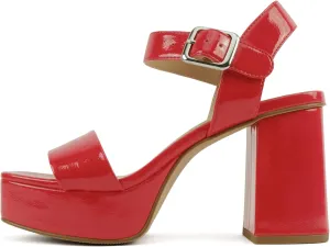 Soda MACEY ~ Women Open Square Toe Single Band High Heel Platform Dress Sandal with Adjustable Ankle Strap