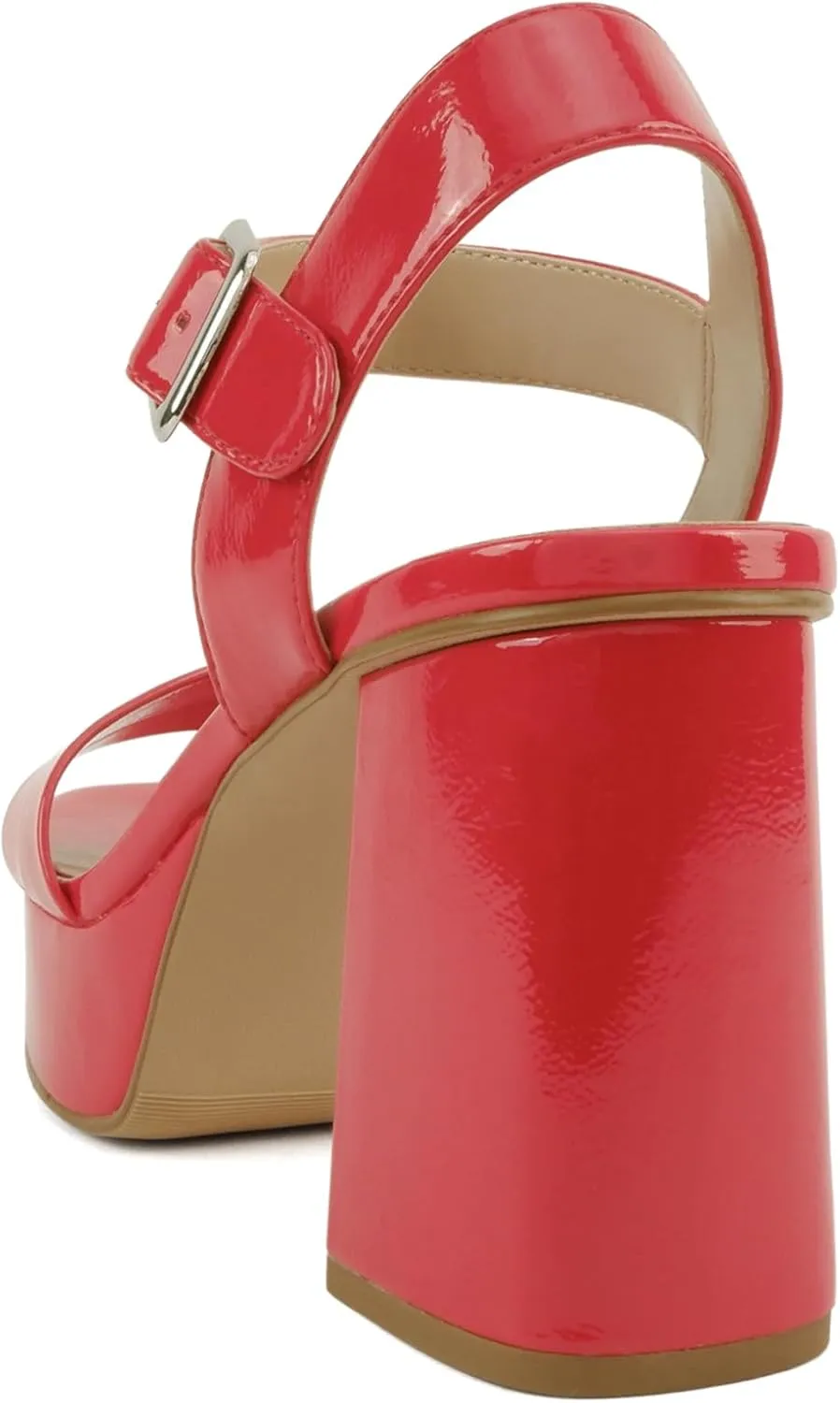 Soda MACEY ~ Women Open Square Toe Single Band High Heel Platform Dress Sandal with Adjustable Ankle Strap