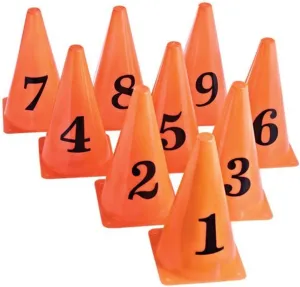 US Games 9" Lightweight Orange Cones W/Numbers