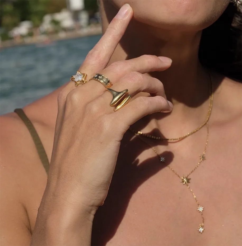 Vibes | Starlight Wonder Crystal Adjustable Ring | 18K Gold-Plated